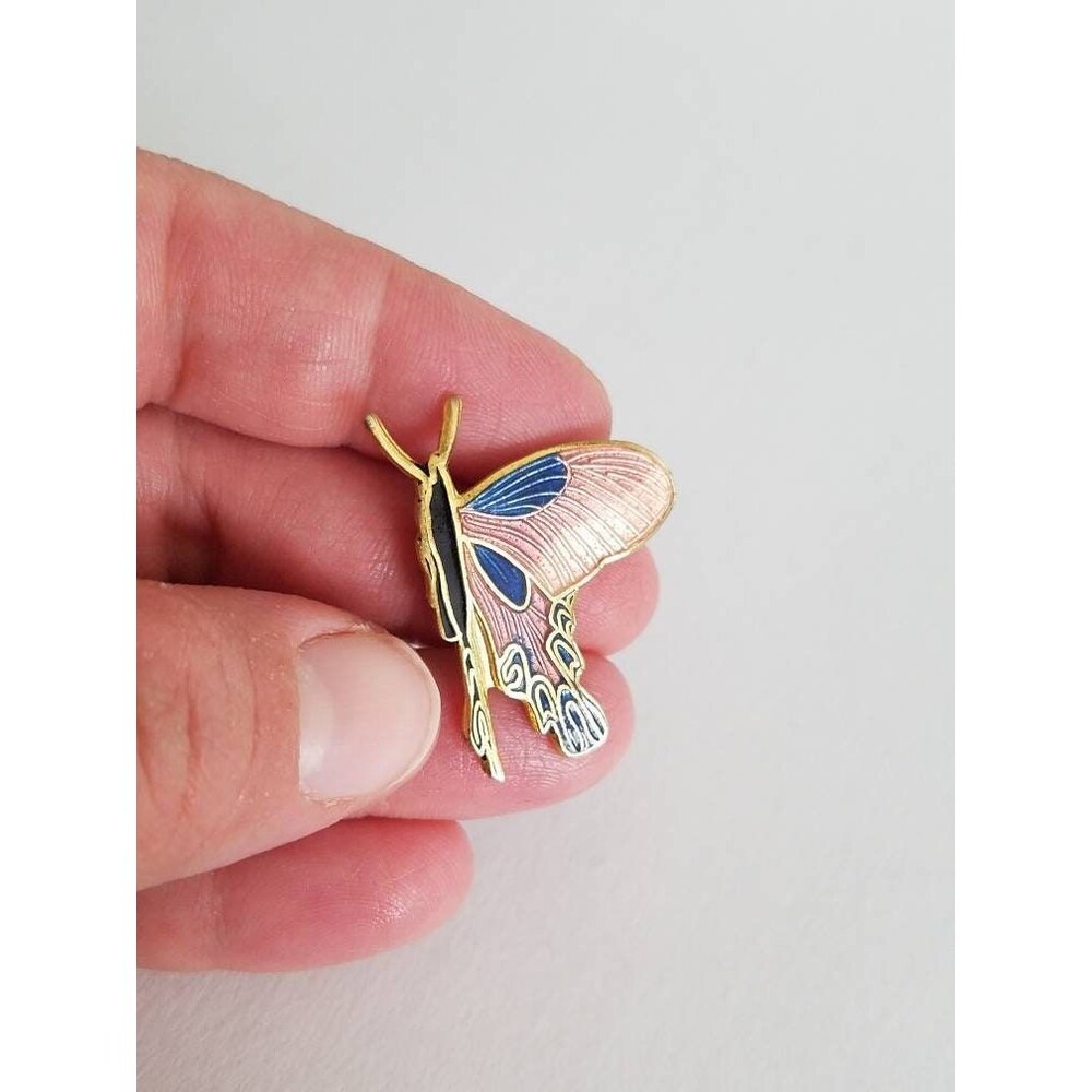 Cloisonne Butterfly Brooch, Vintage Costume Jewelry, Gifts for Her